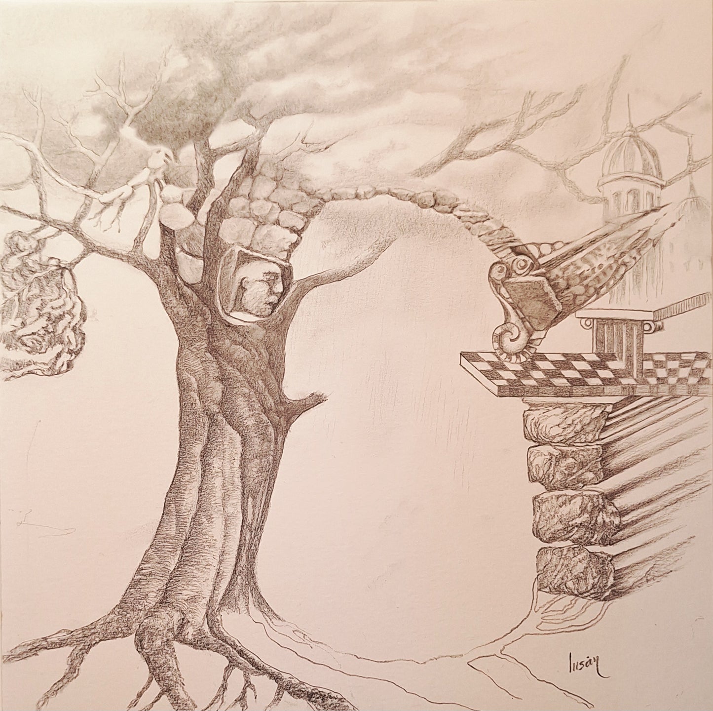 DIALÉCTICA ORGÁNICA. Dibujo a grafito sobre papel de 30x30 cms. Sin enmarcar.